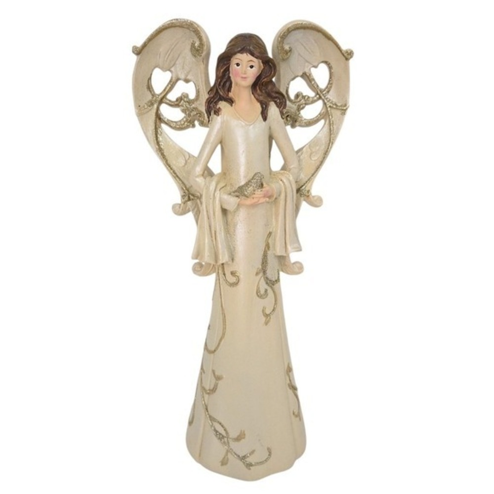 Angel Pearlized Ivory & Gold‎ Glitter Large 13" Tabletop Decor Figurine